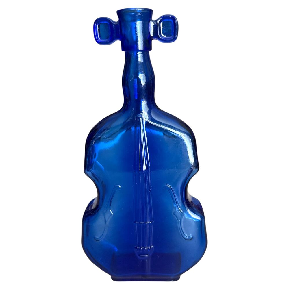 Wheaton Glass Cobalt Blue Violin Bottle 8" Decorative Music Instrument